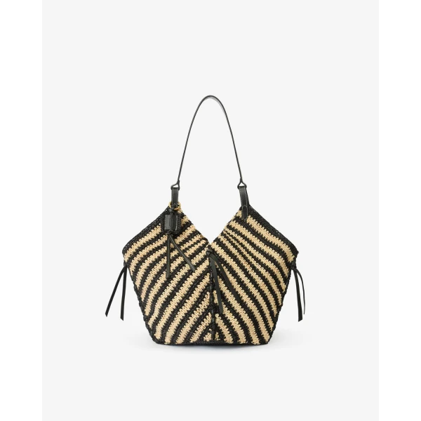 Isabel Marant Tampa Bag in Black and Natural | Shoulder & Crossbody Bags | Coveti