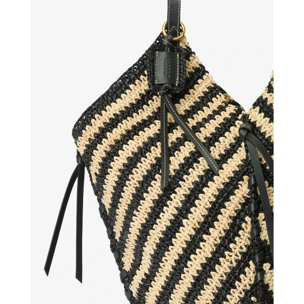 Isabel Marant Tampa Bag in Black and Natural | Shoulder & Crossbody Bags | Coveti