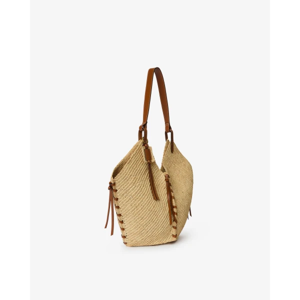 Isabel Marant Tampa Bag in Natural and Cognac | Shoulder & Crossbody Bags | Coveti