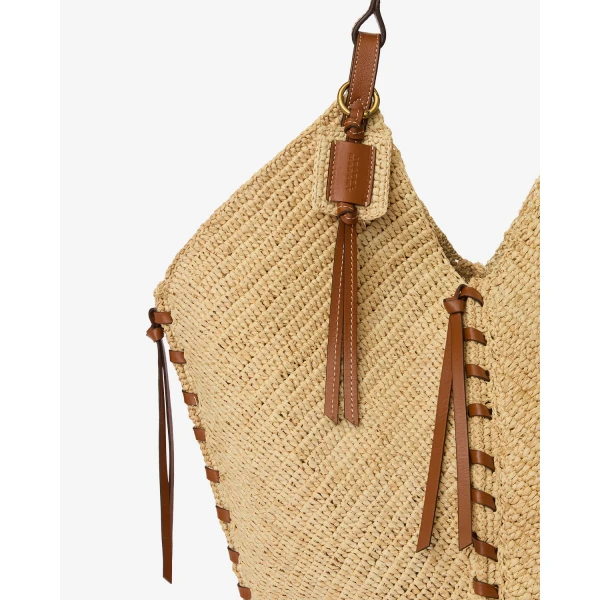 Isabel Marant Tampa Bag in Natural and Cognac | Shoulder & Crossbody Bags | Coveti