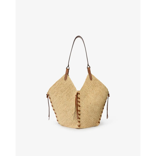 Isabel Marant Tampa Bag in Natural and Cognac | Shoulder & Crossbody Bags | Coveti