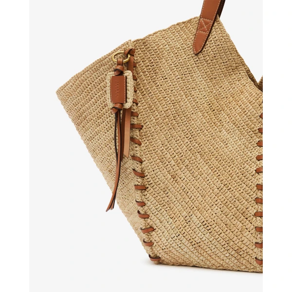 Isabel Marant Tampa Tote Shoulder Bag in Natural and Cognac | Totes & Top-Handle Bags | Coveti