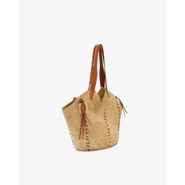 Isabel Marant Tampa Tote Shoulder Bag in Natural and Cognac | Totes & Top-Handle Bags | Coveti