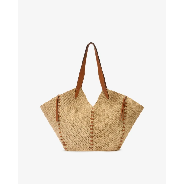 Isabel Marant Tampa Tote Shoulder Bag in Natural and Cognac | Totes & Top-Handle Bags | Coveti