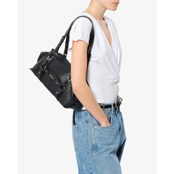 Isabel Marant Tilpa Mini Bag in Grained Leather, Black | Mini Bags | Coveti
