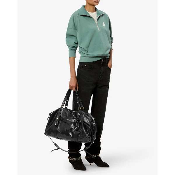 Isabel Marant Tilpa Weekender Bag in Leather, Black | Shoulder & Crossbody Bags | Coveti