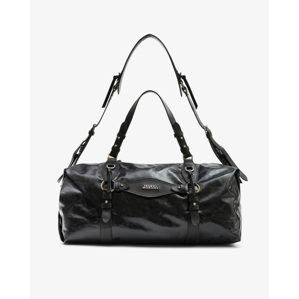 Isabel Marant Tilpa Weekender Bag in Leather, Black | Shoulder & Crossbody Bags | Coveti