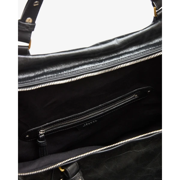 Isabel Marant Tilpa Weekender Bag in Leather, Black | Shoulder & Crossbody Bags | Coveti