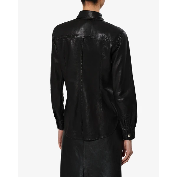 Isabel Marant Valdy Leather Shirt in Black | Shirts | Coveti