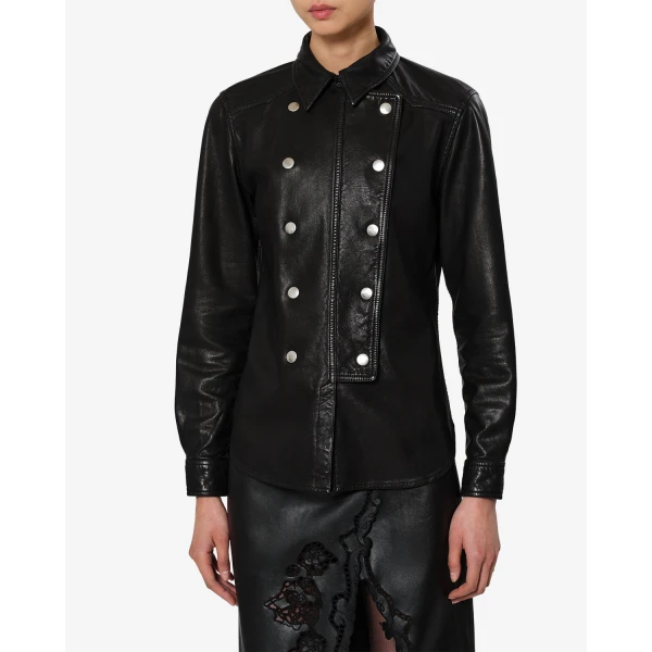 Isabel Marant Valdy Leather Shirt in Black | Shirts | Coveti