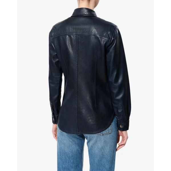 Isabel Marant Valdy Leather Shirt in Dark Navy | Shirts | Coveti