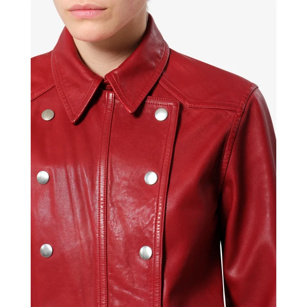 Isabel Marant Valdy Leather Shirt in Red | Shirts | Coveti