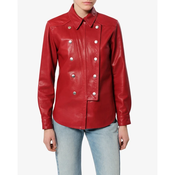 Isabel Marant Valdy Leather Shirt in Red | Shirts | Coveti