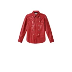 Isabel Marant Valdy Leather Shirt in Red | Women | Coveti