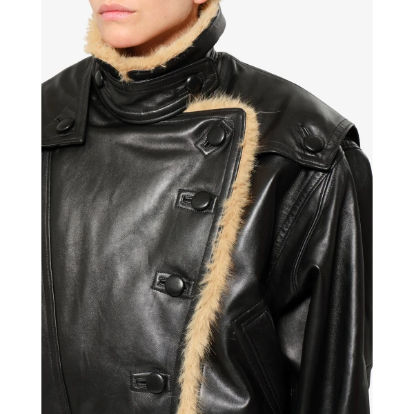 Isabel Marant Valina Leather Jacket in Black | Leather Jackets | Coveti