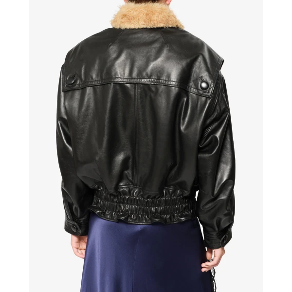 Isabel Marant Valina Leather Jacket in Black | Leather Jackets | Coveti