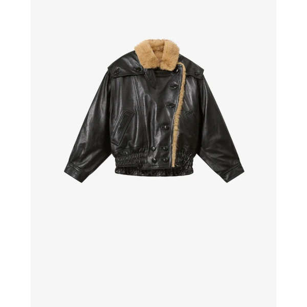 Isabel Marant Valina Leather Jacket in Black | Leather Jackets | Coveti