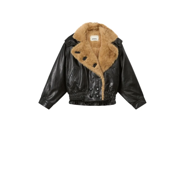 Isabel Marant Valina Leather Jacket in Black | Women | Coveti