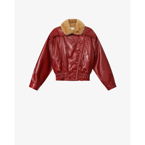 Isabel Marant Valina Leather Jacket in Deep Red | Leather Jackets | Coveti