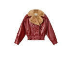 Isabel Marant Valina Leather Jacket in Deep Red | Women | Coveti