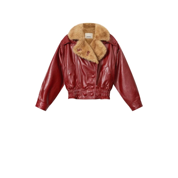 Valina Leather Jacket in Deep Red