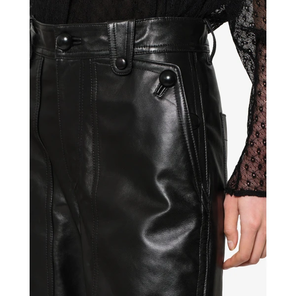 Isabel Marant Valka Leather Pants in Black | Wide leg pants | Coveti