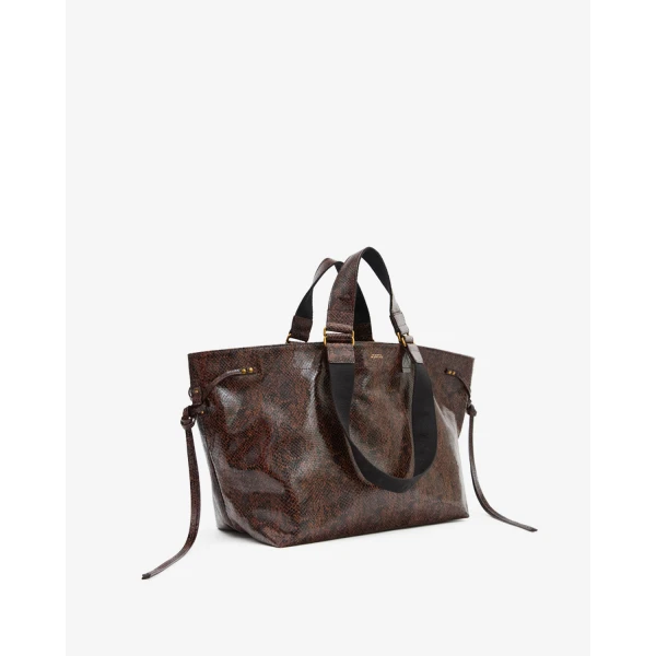 Isabel Marant Wardy Bag in Python-Effect Leather, Mocha | Totes & Top-Handle Bags | Coveti