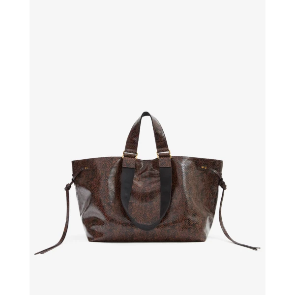Isabel Marant Wardy Bag in Python-Effect Leather, Mocha | Totes & Top-Handle Bags | Coveti