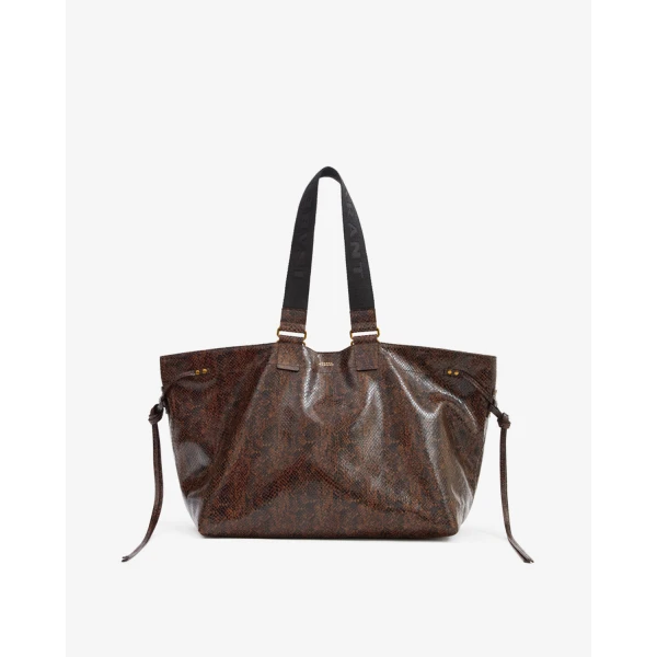 Isabel Marant Wardy Bag in Python-Effect Leather, Mocha | Totes & Top-Handle Bags | Coveti