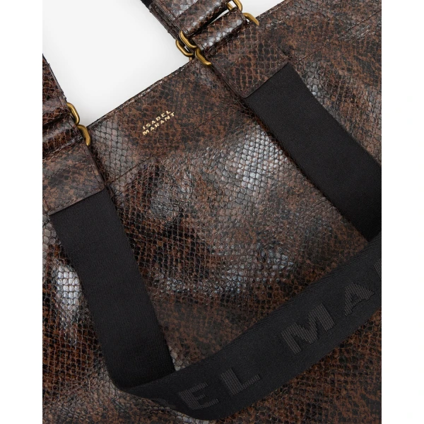 Isabel Marant Wardy Bag in Python-Effect Leather, Mocha | Totes & Top-Handle Bags | Coveti