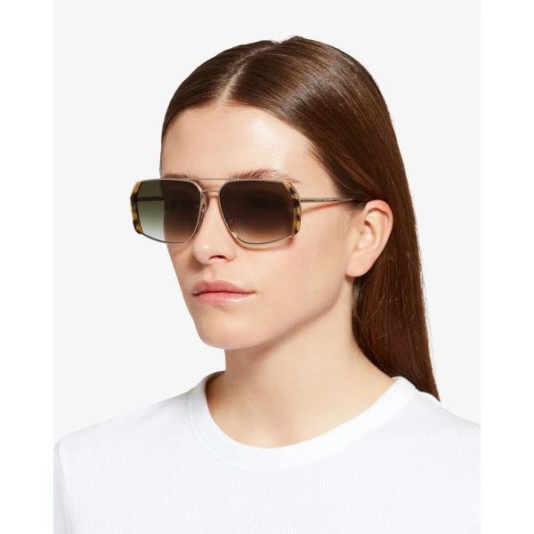 Isabel Marant Willo Sunglasses in Yellow Havana Pale and Green Shade | Sunglasses | Coveti