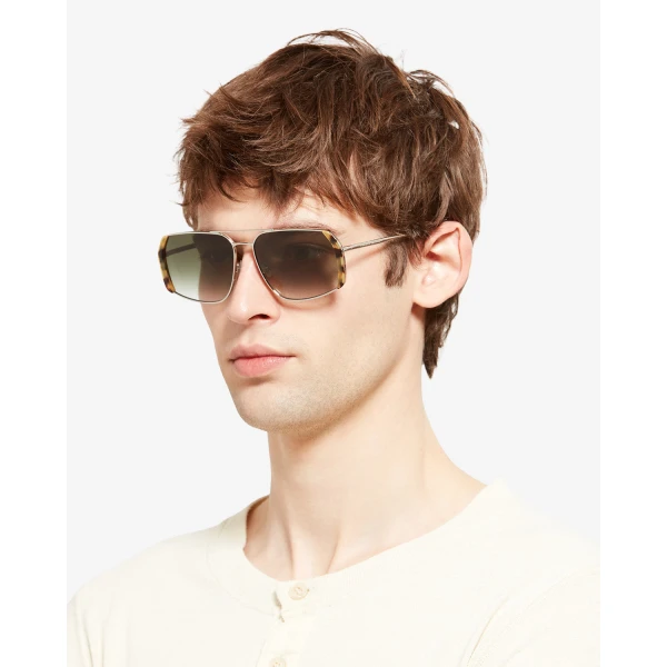 Isabel Marant Willo Sunglasses in Yellow Havana Pale and Green Shade | Sunglasses | Coveti