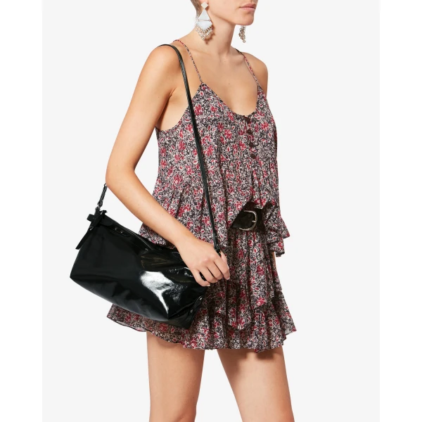 Isabel Marant Winna Day Leather Bag in Black | Shoulder & Crossbody Bags | Coveti
