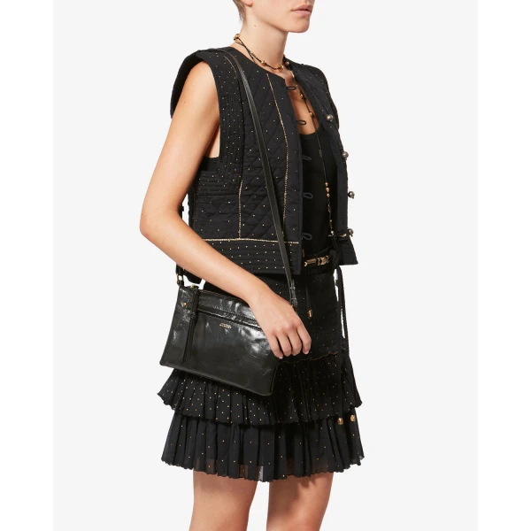 Isabel Marant Winna Duo Leather Bag in Black | Shoulder & Crossbody Bags | Coveti