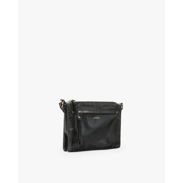 Isabel Marant Winna Duo Leather Bag in Black | Shoulder & Crossbody Bags | Coveti