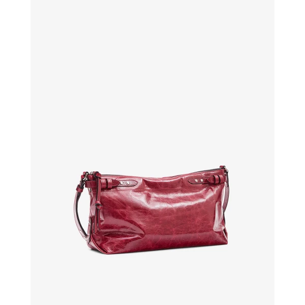 Isabel Marant Winna Grained Leather Bag in Burgundy | Shoulder & Crossbody Bags | Coveti