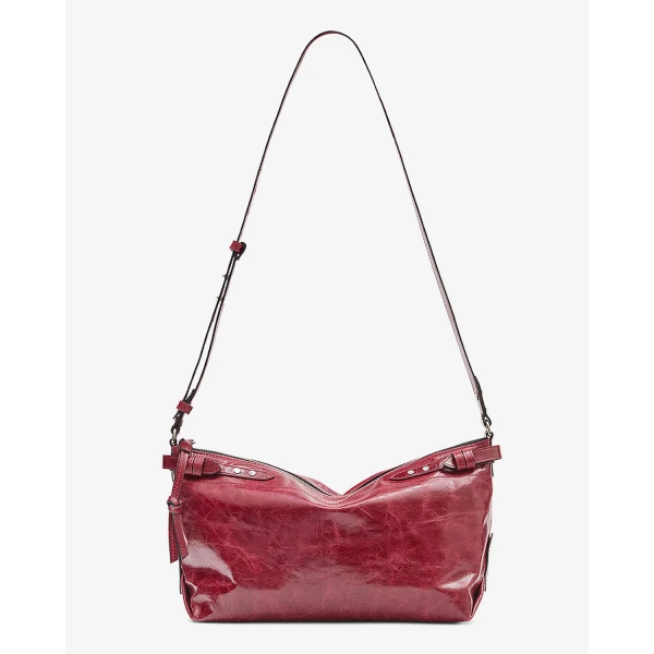 Isabel Marant Winna Grained Leather Bag in Burgundy | Shoulder & Crossbody Bags | Coveti
