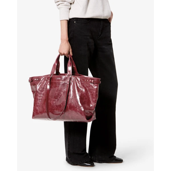 Isabel Marant Winna Tote Bag in Burgundy | Totes & Top-Handle Bags | Coveti