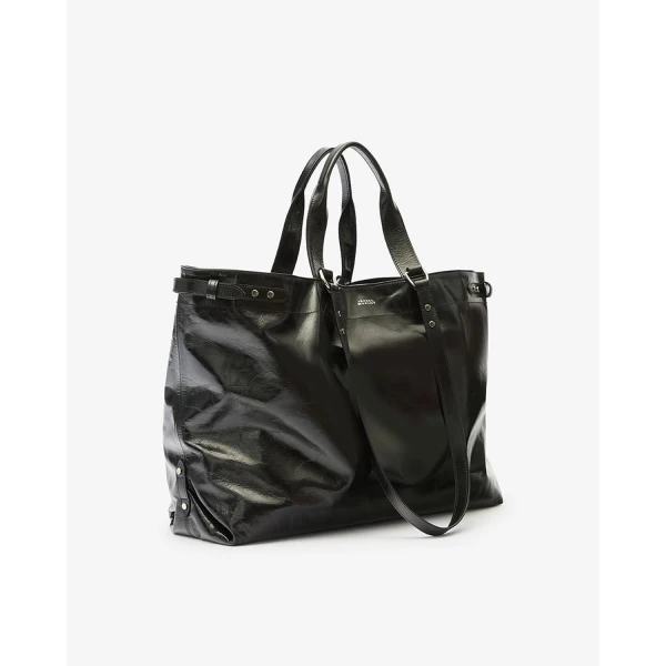 Isabel Marant Winna Tote Bag in Leather, Black | Totes & Top-Handle Bags | Coveti