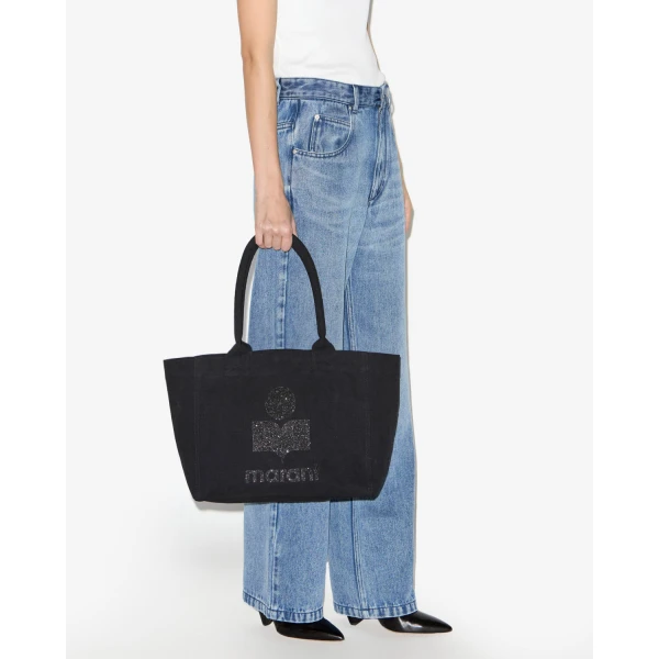 Isabel Marant Yenky Zipped Glitter Bag in Black | Totes & Top-Handle Bags | Coveti