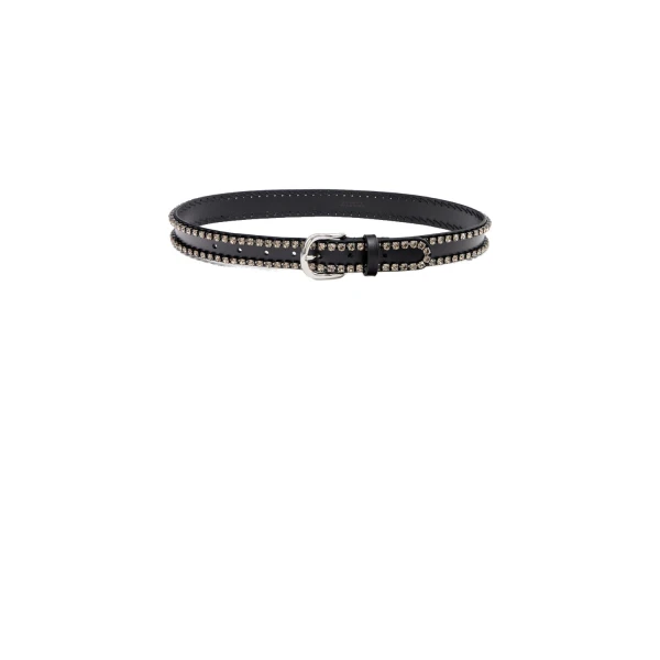 Zap Leather Belt in Black and Palladium
