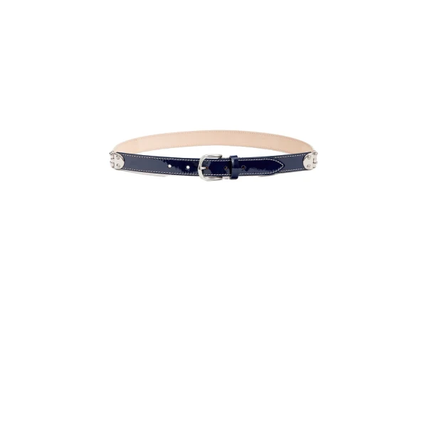 Zap Leather Belt in Dark Blue and Palladium