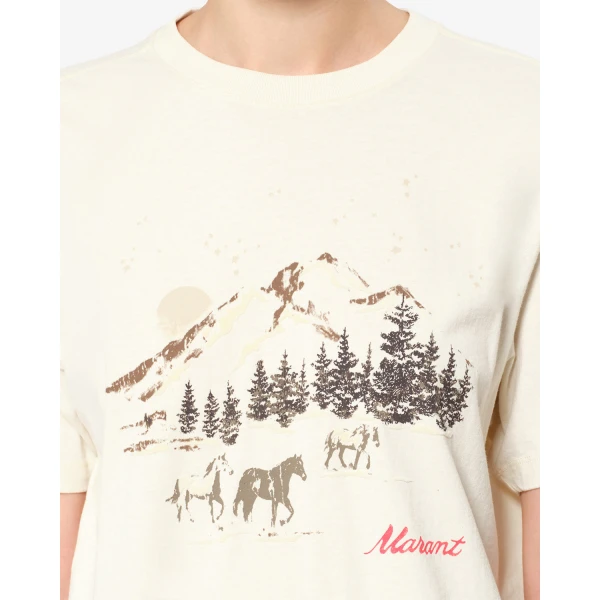 Isabel Marant Zewel Festive Mountain T-Shirt in Ecru | T-shirts | Coveti