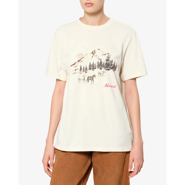 Isabel Marant Zewel Festive Mountain T-Shirt in Ecru | T-shirts | Coveti