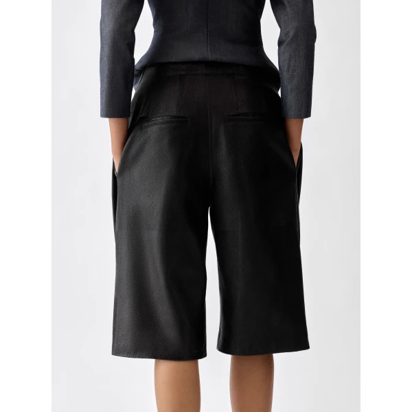 lamb leather shorts