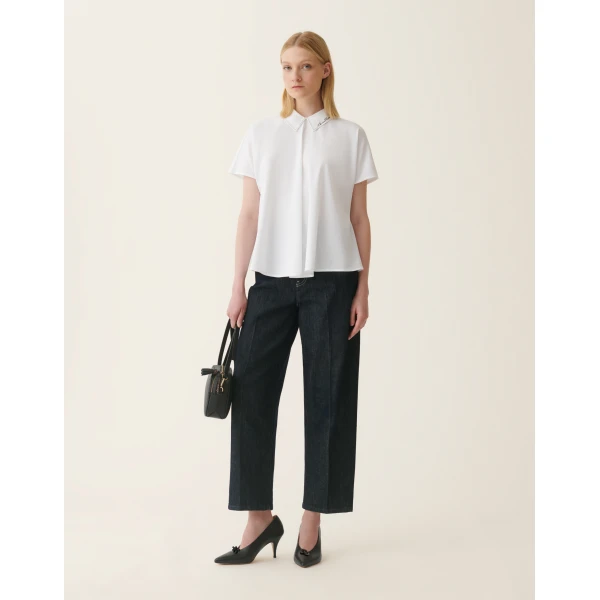 Fabiana Filippi Cotton Jersey Top in Optical White