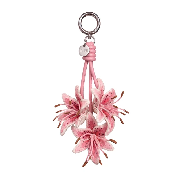 JW PEI 3D Embroidered Lily Bag Charm in Blush Pink | Bag Charms | Coveti