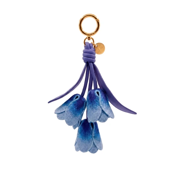 JW PEI 3D Embroidered Tulip Bag Charm in Dark Gradient Blue | Bag Charms | Coveti