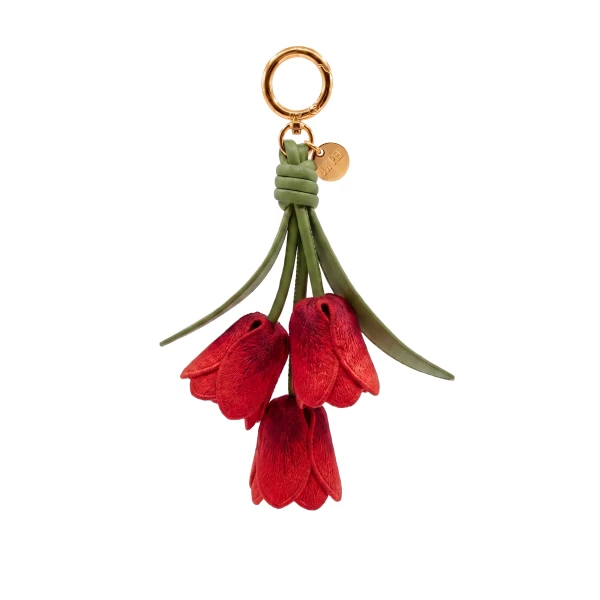 JW PEI 3D Embroidered Tulip Bag Charm in Gradient Red | Bag Charms | Coveti
