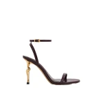 JW PEI Alivia Gold Metal Heel Sandals in Claret Red | Sandals | Coveti